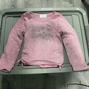 Pink Long Sleeve Kids Top with Snowflake Design